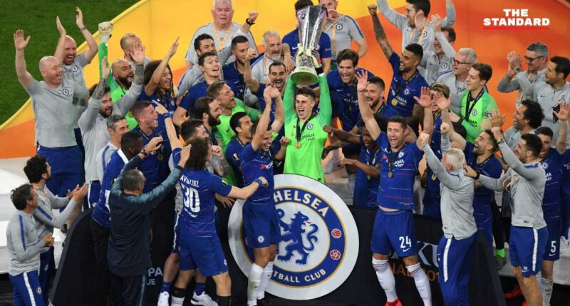 Chelsea celebrate Europa League