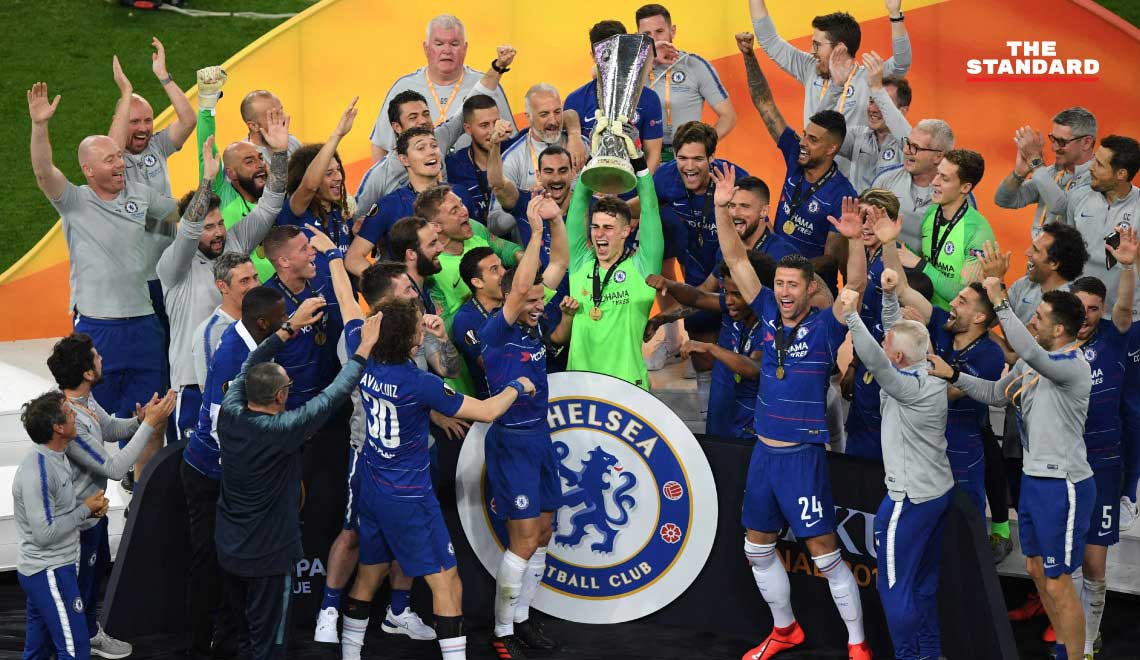 Chelsea celebrate Europa League