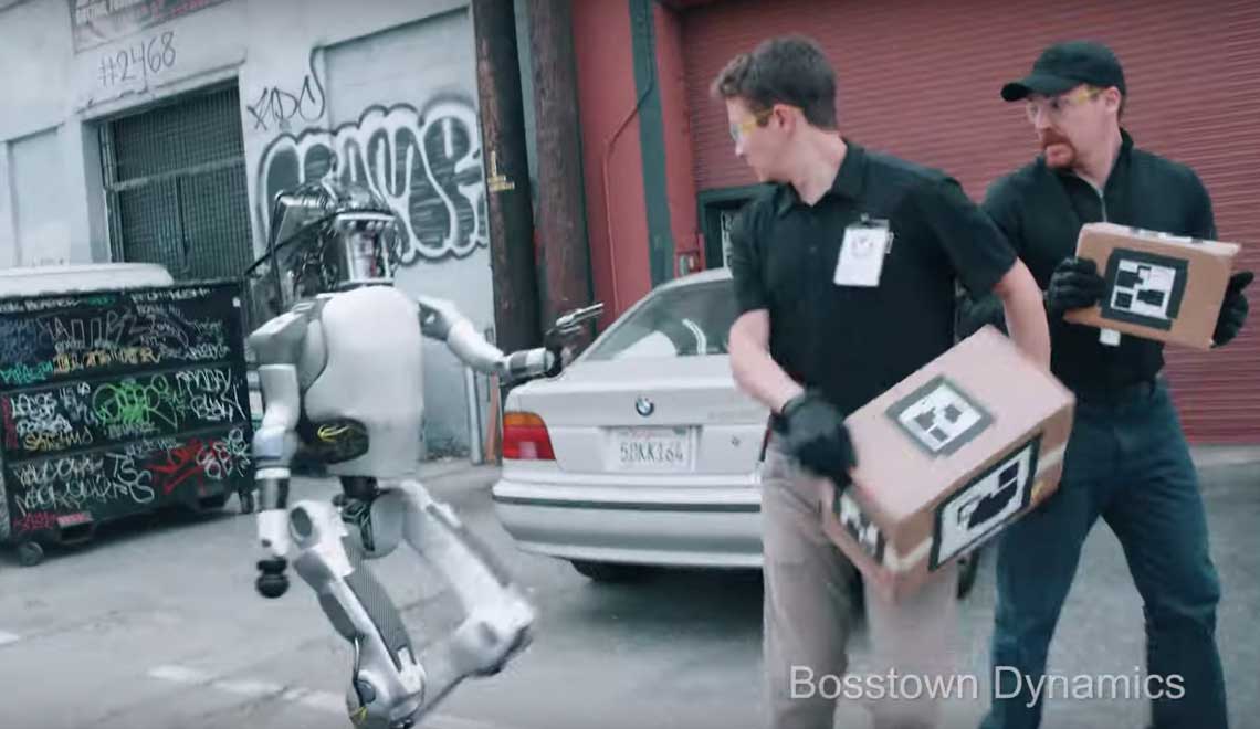 Fake Boston Dynamics video of robot fighting humans