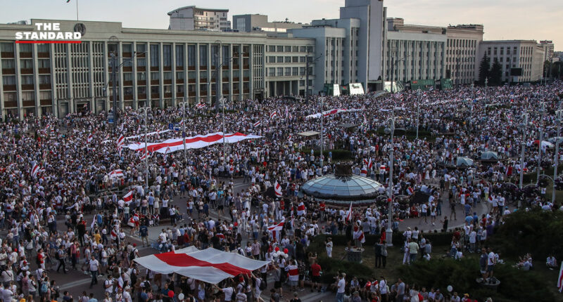 protesters rallied against the Belarusian president