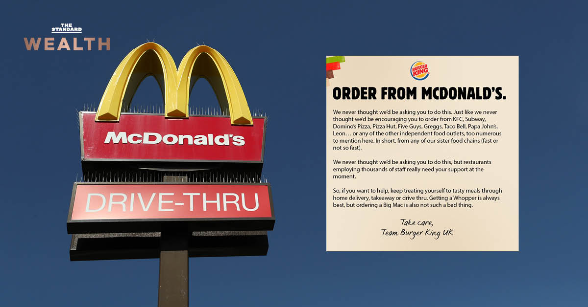 สงบศึกชั่วคราว! Burger King ออกแคมเปญชวนลูกค้าให้ซื้อเบอร์เกอร์จาก McDonald's ในช่วงที่มีการล็อกดาวน์รอบ 2