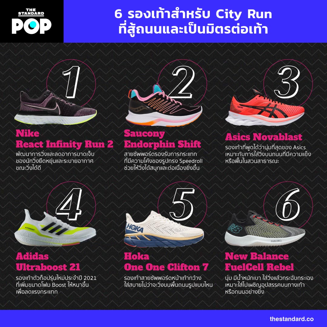 6 รองเท้าสำหรับ City Run ที่สู้ถนนและเป็นมิตรต่อเท้า