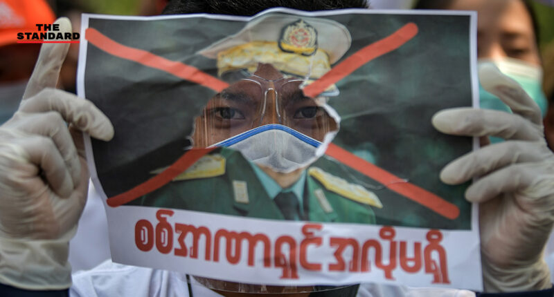 ชาวเมียนมาในไทยชุมนุมหน้า UN ต่อเนื่องเป็นวันที่ 6 ต้านรัฐประหารในประเทศ