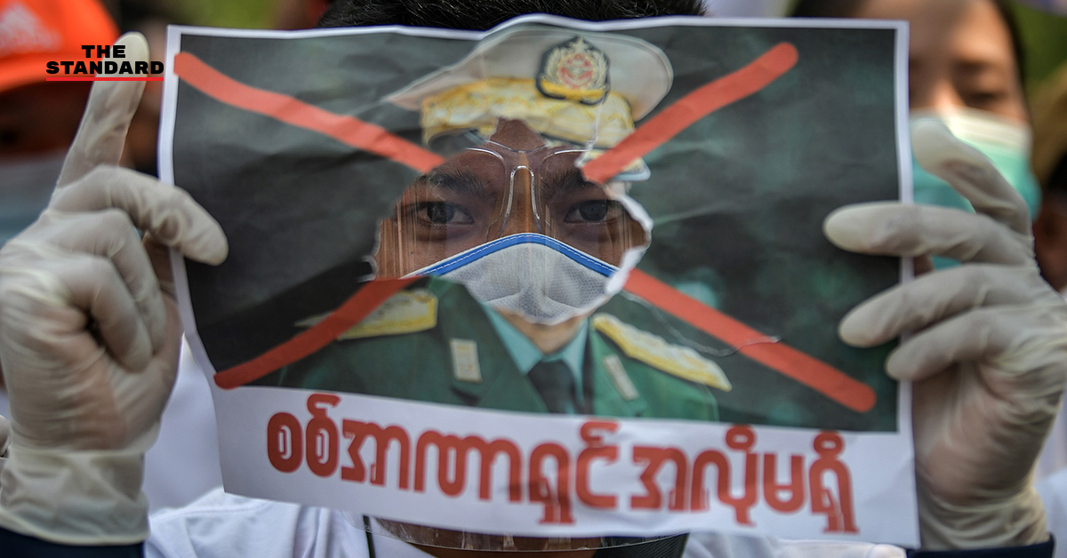 ชาวเมียนมาในไทยชุมนุมหน้า UN ต่อเนื่องเป็นวันที่ 6 ต้านรัฐประหารในประเทศ
