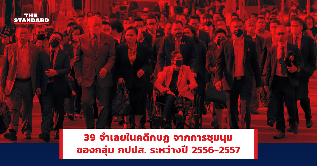 39 จำเลยในคดีกบฏ จากการชุมนุมของกลุ่ม กปปส. ระหว่างปี 2556-2557
