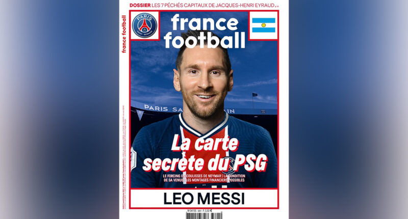 ลิโอเนล เมสซี ในชุดเปแอสเชบนปก France Football แผนปังหรือแผนพัง?