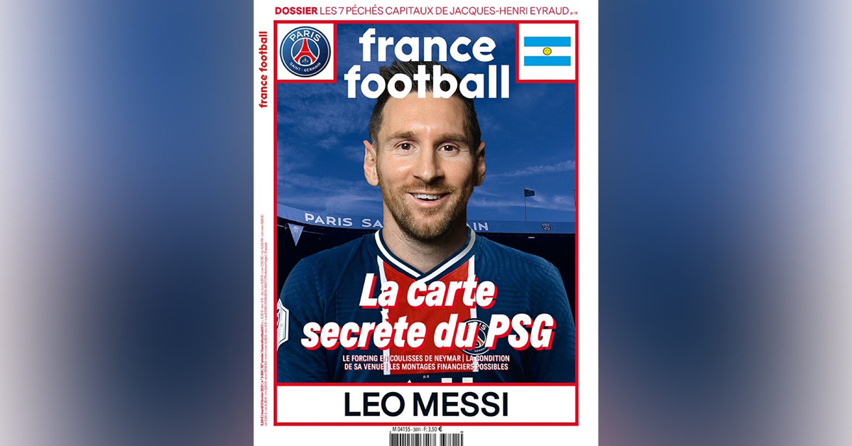 ลิโอเนล เมสซี ในชุดเปแอสเชบนปก France Football แผนปังหรือแผนพัง?