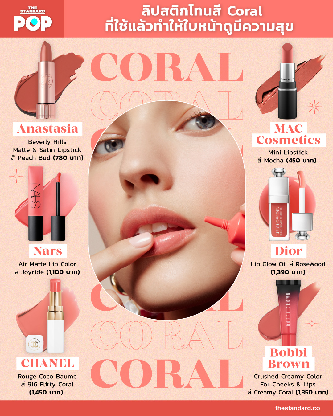 Coral color lipstick