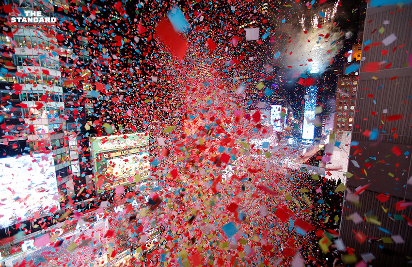 บรรยากาศชาวนิวยอร์กฉลองปีใหม่ไทม์สแควร์
