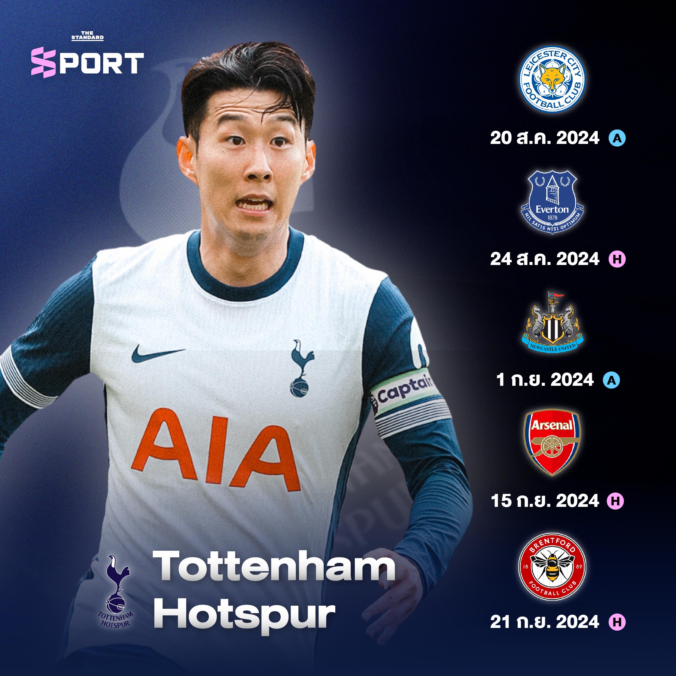 โปรแกรม สเปอร์ส พรีเมียร์ลีก 2024-2025