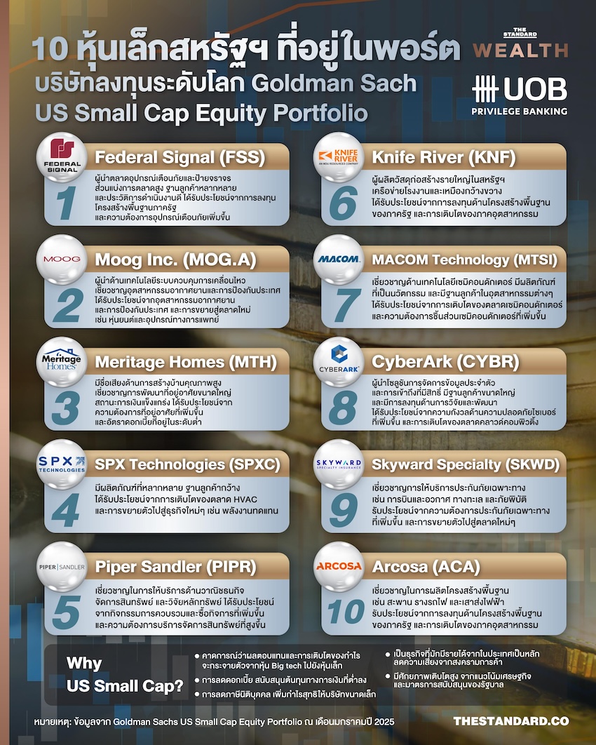 10 หุ้นเล็กสหรัฐฯ ในพอร์ต Goldman Sachs US Small Cap Equity Portfolio ปี 2025 