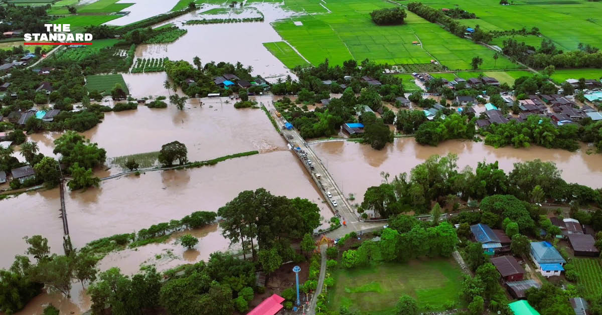 ภาพถ่ายดาวเทียมจาก GISTDA แสดงพื้นที่น้ำท่วมในประเทศไทยช่วงฤดูมรสุม