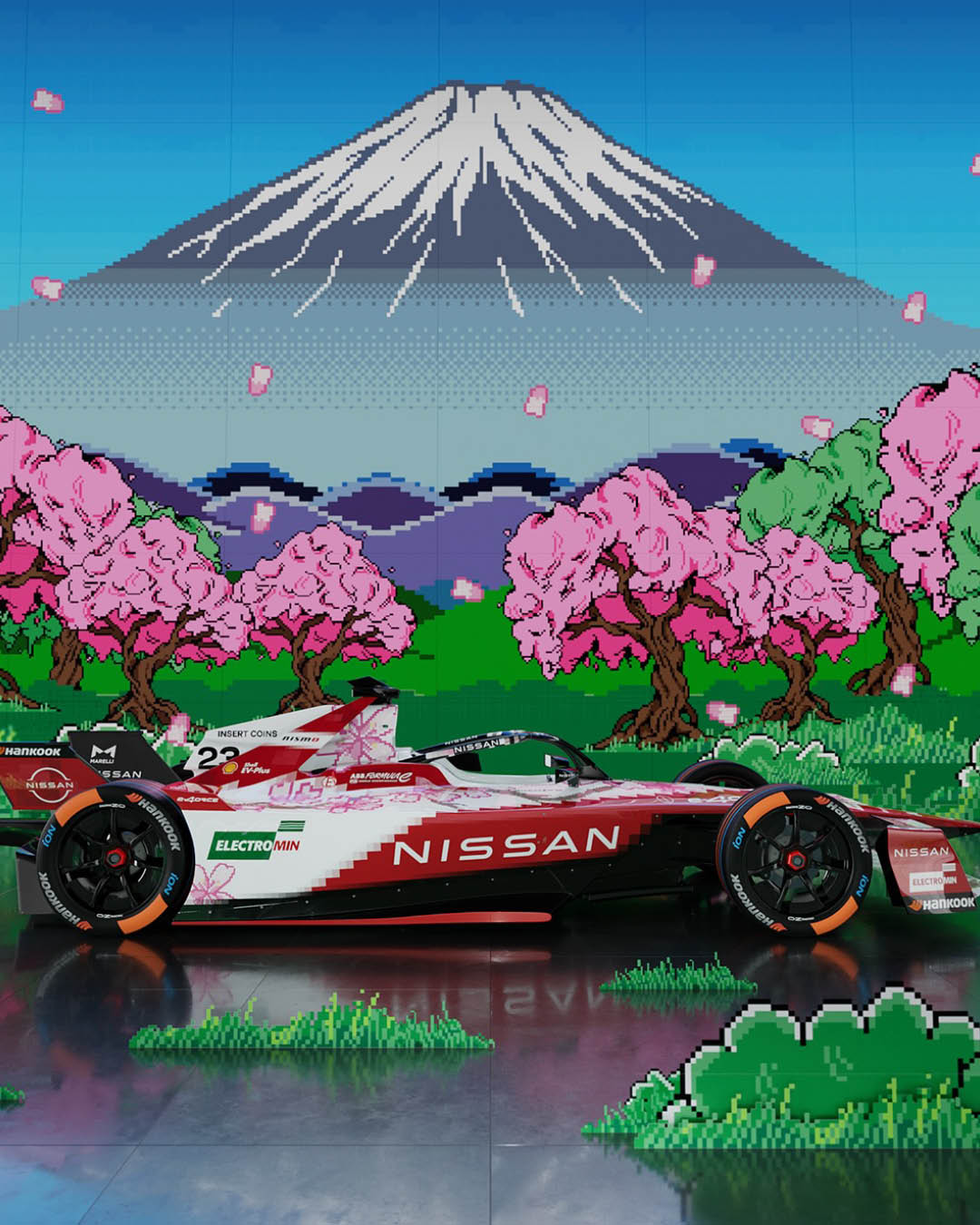 ชุดแต่งรถแข่ง Nissan Formula E ลาย 8-bit เปิดตัวที่ Tokyo E-Prix 2025