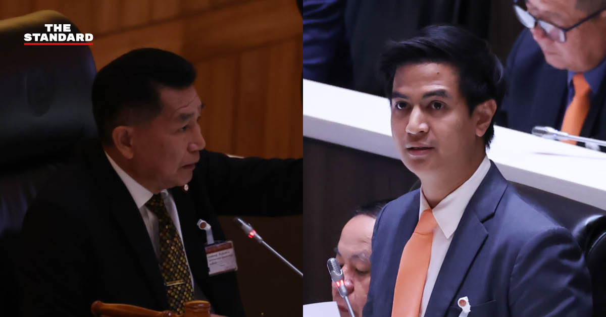พริษฐ์ วัชรสินธุ และ พิเชษฐ์ เชื้อเมืองพาน ถกประเด็นงบประมาณตกแต่งรัฐสภา ในห้องประชุมสภาผู้แทนราษฎร
