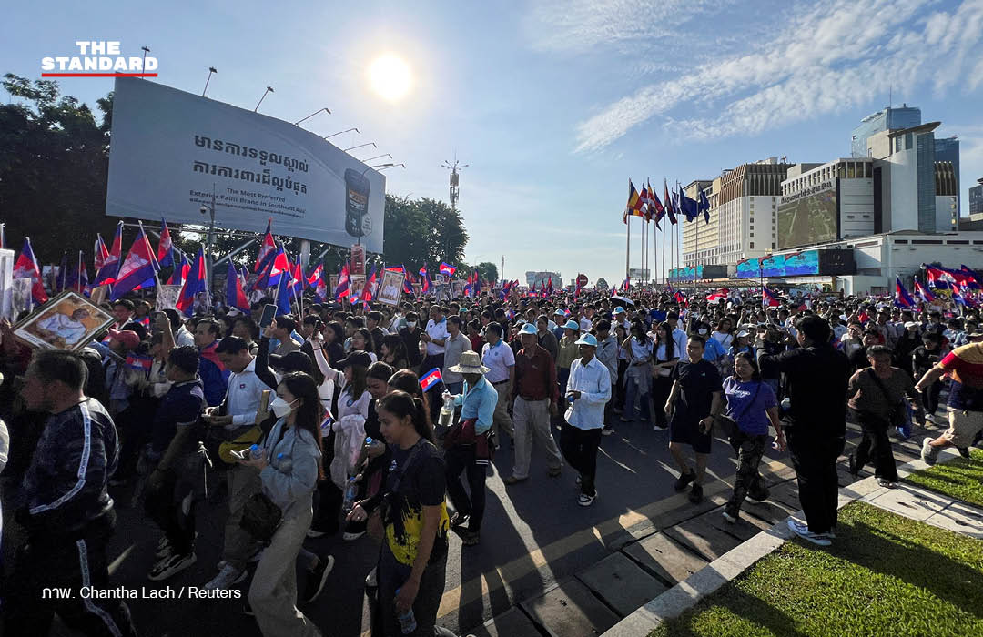 ผู้ชุมนุมพนมเปญหนุนรัฐ ปมปิดด่านไทย