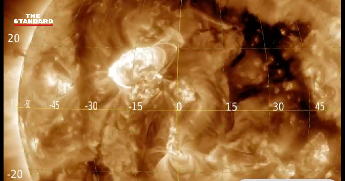 ภาพแสดง พายุสนามแม่เหล็กโลก ระดับ G4 จาก GISTDA