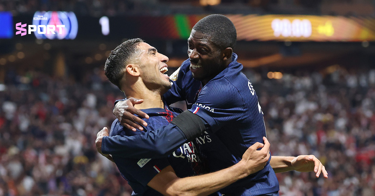 เดมเบเล ฉลองประตูในเกม PSG ถล่มเรอัล มาดริด 4-0 ในรอบรองฯ สโมสรโลก