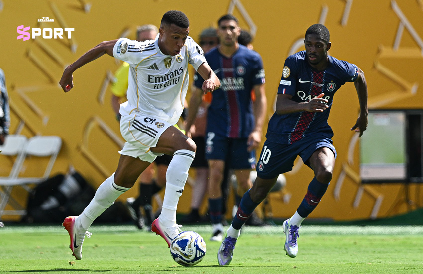 เดมเบเล ฉลองประตูในเกม PSG ถล่มเรอัล มาดริด 4-0 ในรอบรองฯ สโมสรโลก
