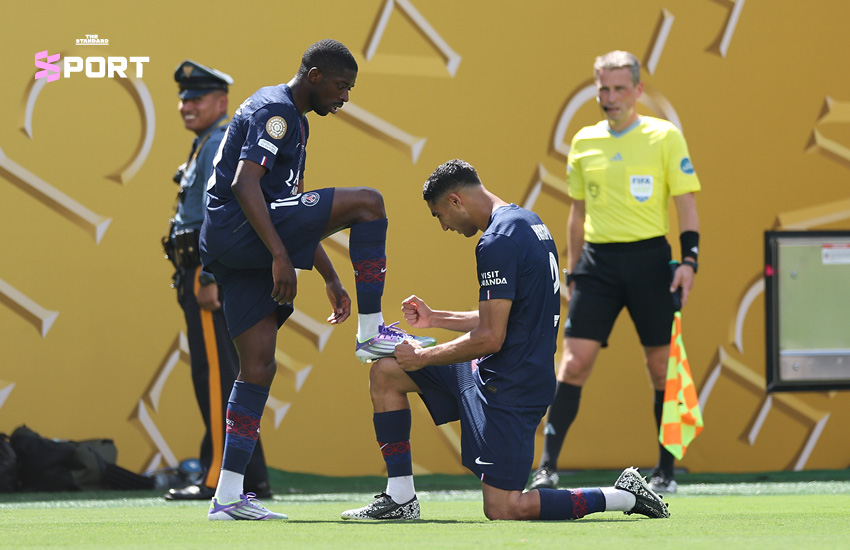 เดมเบเล ฉลองประตูในเกม PSG ถล่มเรอัล มาดริด 4-0 ในรอบรองฯ สโมสรโลก