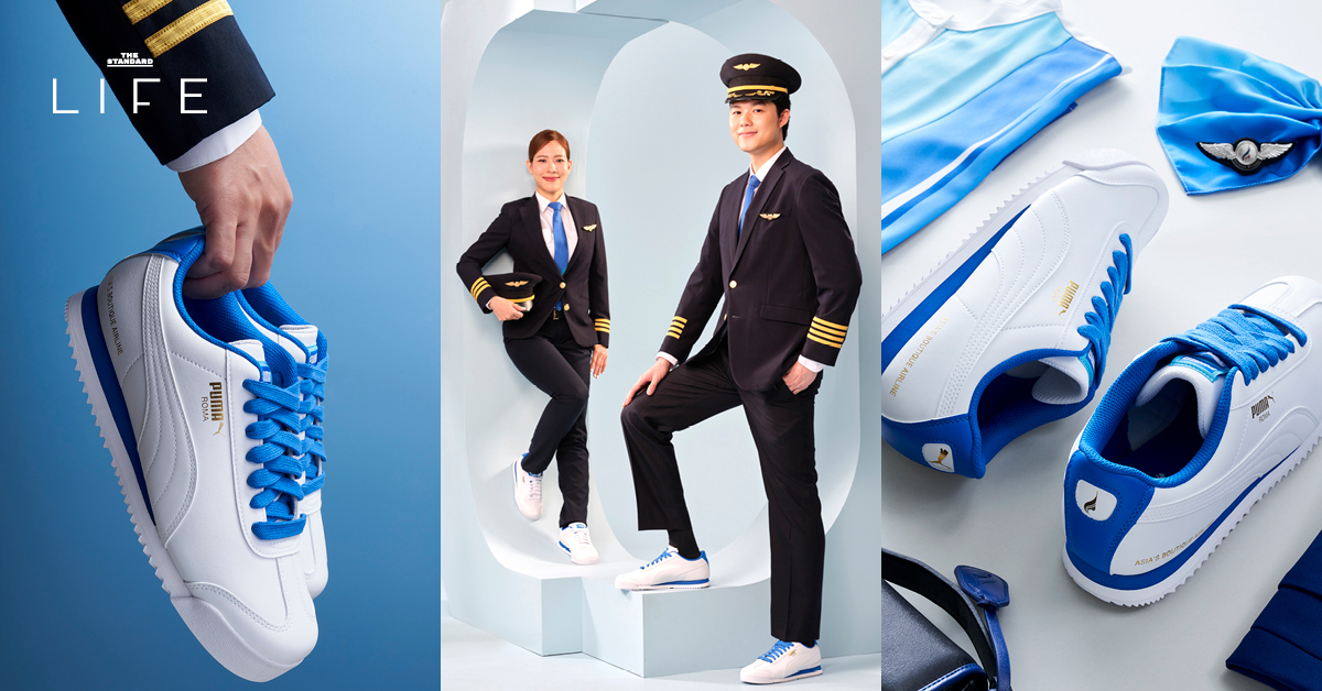 ลูกเรือ Bangkok Airways สวมรองเท้าผ้าใบ PUMA ROMA รุ่นพิเศษ