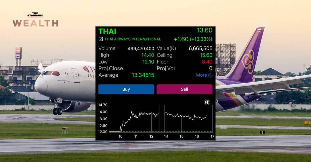 ราคา หุ้น การบินไทย พุ่งแตะจุดสูงสุดในรอบ 7 ปี