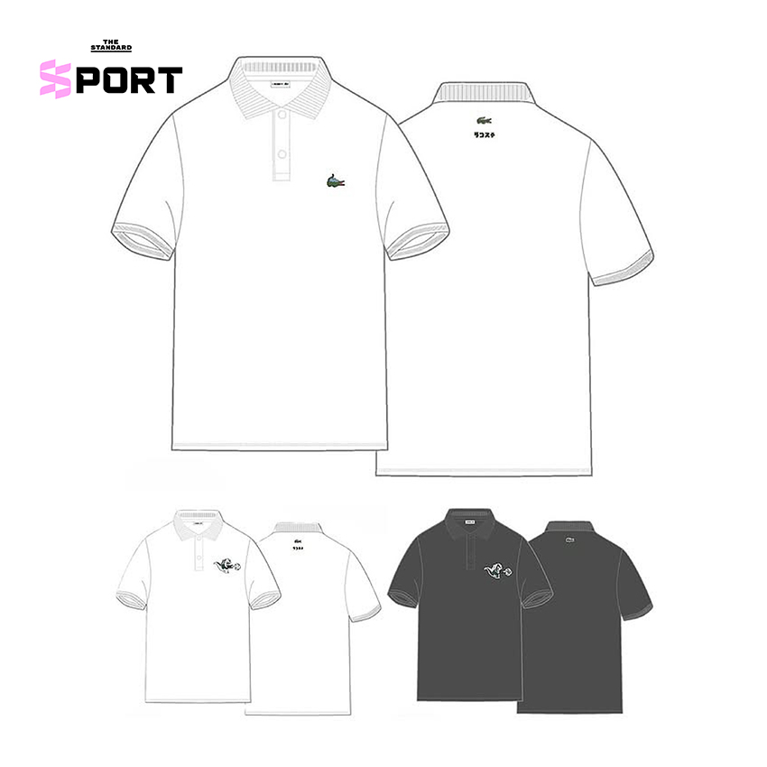 ภาพโลโก้ LACOSTE และ Godzilla ผสมผสานกันบนเสื้อยืด