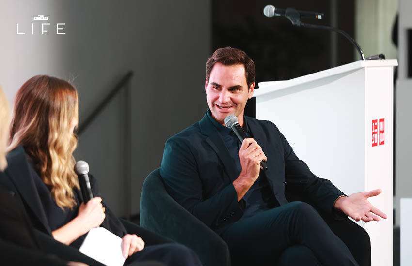 Clare Waight Keller and Roger Federer 