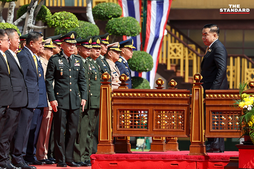 พล.อ. ณัฐพล นาคพาณิชย์ ในพิธีต้อนรับที่กระทรวงกลาโหม