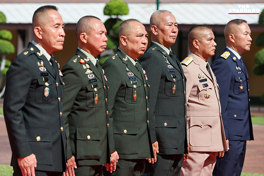 พล.อ. ณัฐพล นาคพาณิชย์ ในพิธีต้อนรับที่กระทรวงกลาโหม