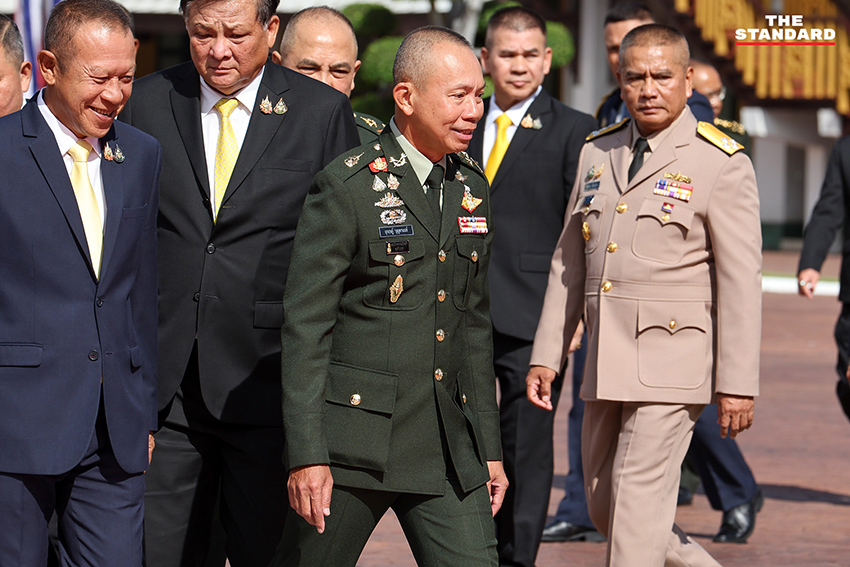 พล.อ. ณัฐพล นาคพาณิชย์ ในพิธีต้อนรับที่กระทรวงกลาโหม