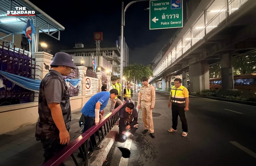 พบหลุมบนถนนพระรามที่ 1 ย่านปทุมวัน
