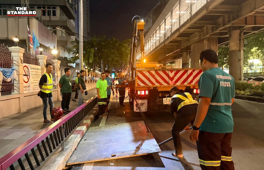 พบหลุมบนถนนพระรามที่ 1 ย่านปทุมวัน