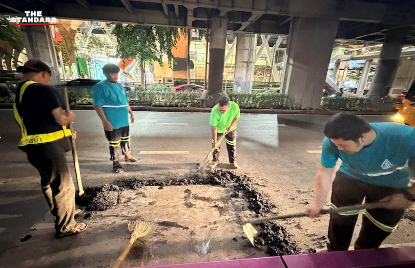 พบหลุมบนถนนพระรามที่ 1 ย่านปทุมวัน