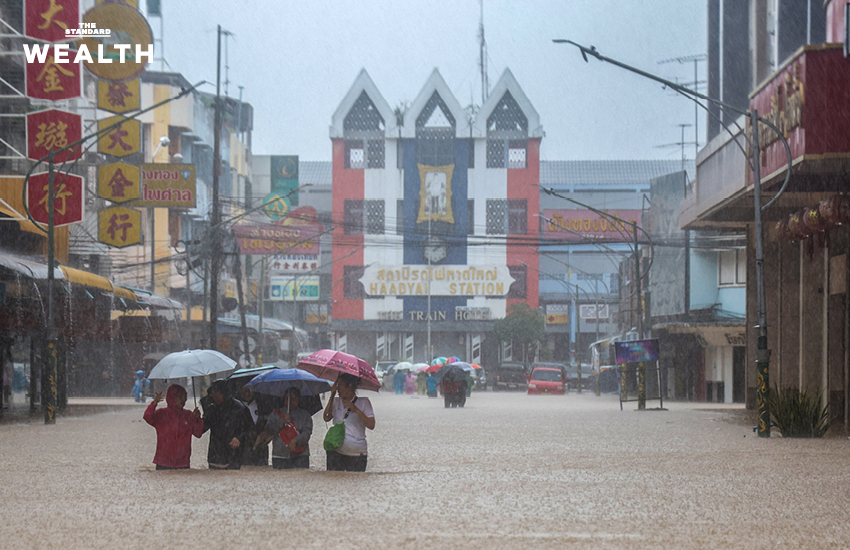 ความเสียหายจากน้ำท่วมในย่านธุรกิจใจกลางเมืองหาดใหญ่