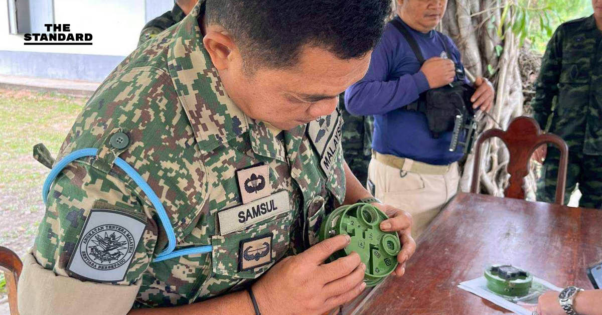 คณะAOT-กองทัพไทย ลงพื้นที่ ปราสาทคนา จ.สุรินทร์ ตรวจสอบทุ่นระเบิดที่เก็บกู้ได้ของใหม่หรือไม่