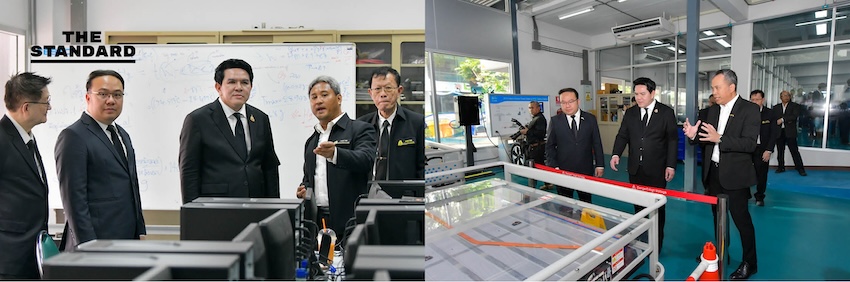 อว. วางศิลาฤกษ์ศูนย์ มจพ.- เซ็น MOU 19 มหาวิทยาลัย เสริมทัพแผนพัฒนากำลังคน *Explanation of application of the rule:* 1. **อว.**: A proper noun, but its at the beginning of the sentence and does not follow a verb. 2. **วางศิลาฤกษ์ศูนย์ มจพ.**: วาง is a verb. ศิลาฤกษ์ is a common noun. ศูนย์ is a common noun. มจพ. is a proper noun, but it follows the common noun ศูนย์, not a verb. Therefore, no space is added before มจพ. based on the specified rule. 3. **เซ็น MOU**: เซ็น is a verb. MOU is a proper noun (an acronym). MOU follows a verb. In the original headline, there is already a space between เซ็น and MOU, so no new space is added as it already conforms to the rule. 4. **เสริมทัพแผนพัฒนากำลังคน**: เสริมทัพ is a verb. แผนพัฒนา is a common noun. Therefore, no space is added. Based strictly on the rule provided (add a space before proper nouns that follow a verb), the headline already conforms, or no new spaces are required according to this specific instruction. 6