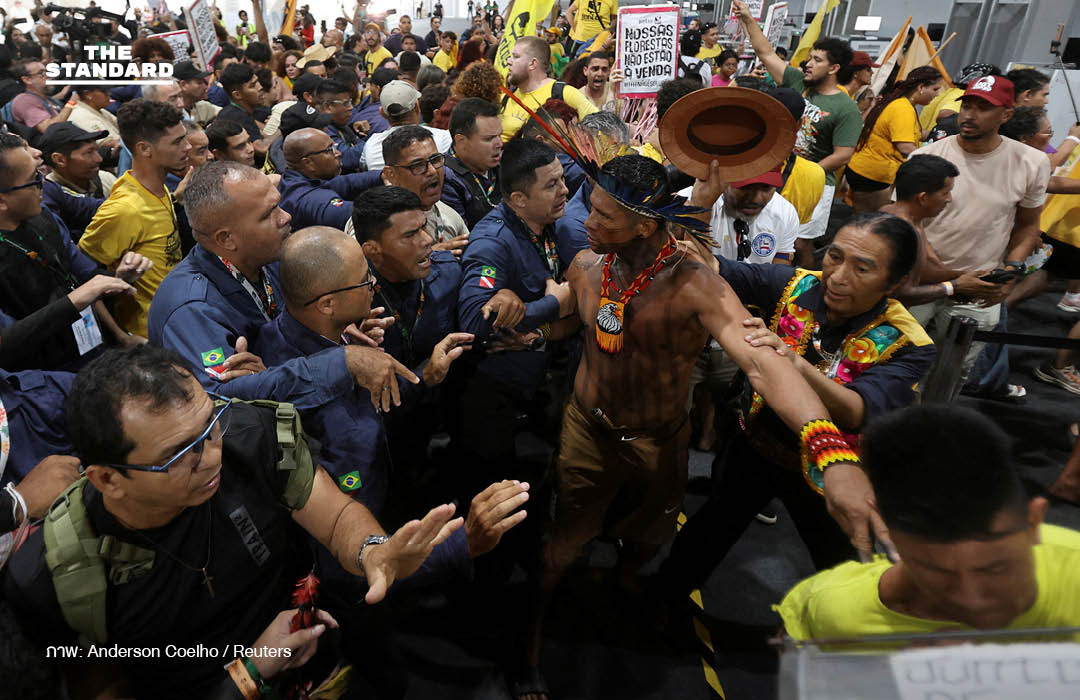 “พวกเรากินเงินไม่ได้” ชนพื้นเมืองบราซิลบุกประท้วง ปมป่าแอมะซอนถูกรุกราน กลางการประชุม COP30 3