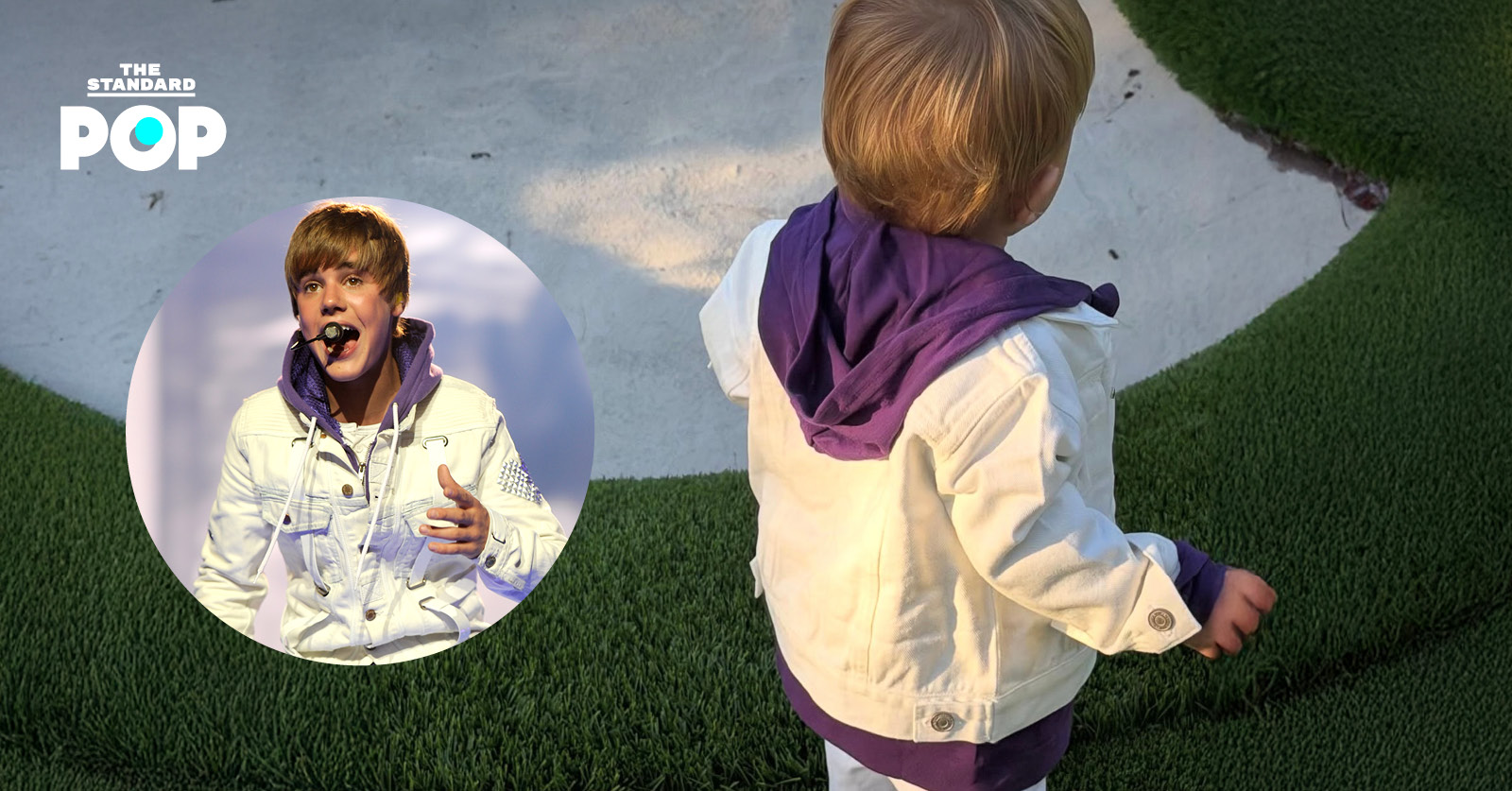 Jack Blues Bieber แต่งตัวเป็น คุณพ่อ Justin ยุค My World 2.0 ในวันฮาโลวีน