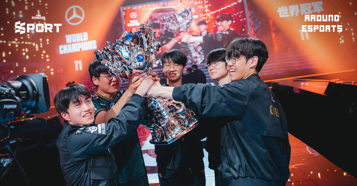 หนึ่งเดียวแห่ง **LoL T1** ครองแชมป์โลก 3 สมัยซ้อน แชมป์สมัยที่ 6 ของทีม และ **Faker**