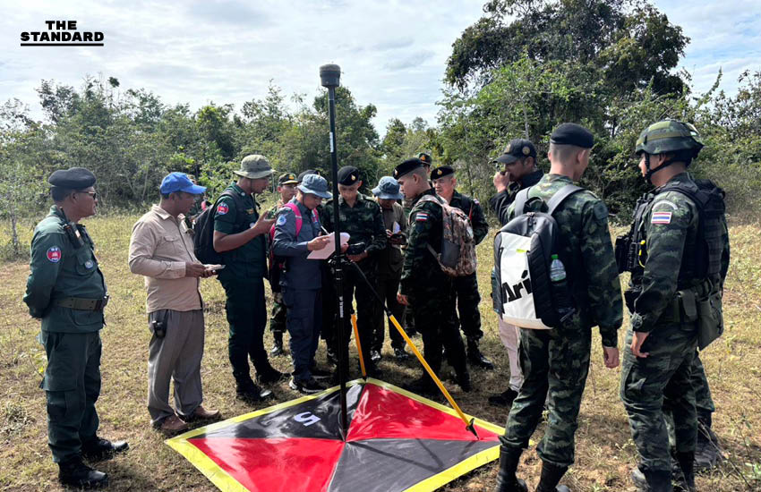 ไทย-กัมพูชา ลุยสำรวจปักหมุดเขตแดนชั่วคราว ประเดิมวันแรก หลักเขต 42 รังวัดได้ 8 จุด พบอุปสรรคลมแรง-ป่าทึบ 2