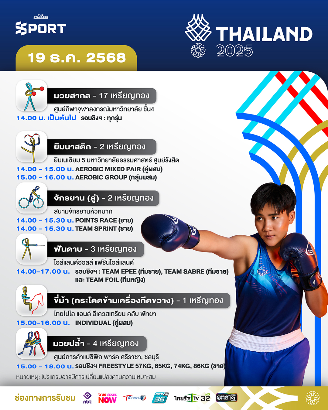 โปรแกรมการแข่งขันซีเกมส์ 2025 วันที่ 19 ธันวาคม 2025 4