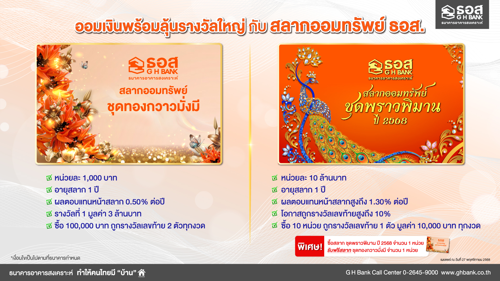 สลากออมทรัพย์ ธอส. หรือภาพคุณกมลภพ วีระพละ กรรมการผู้จัดการ ธอส.