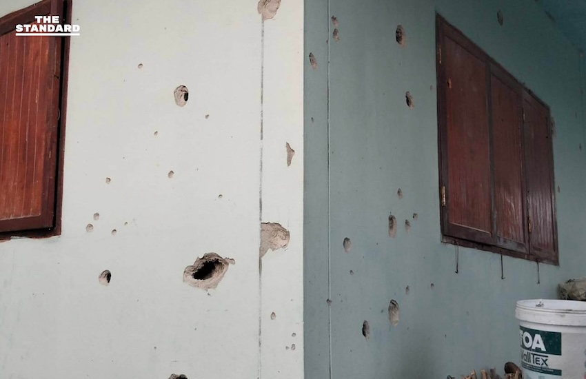 กองทัพบกประณามกัมพูชาใช้อาวุธข้ามแดน บ้านเรือนประชาชนเสียหาย 2 หลัง 4