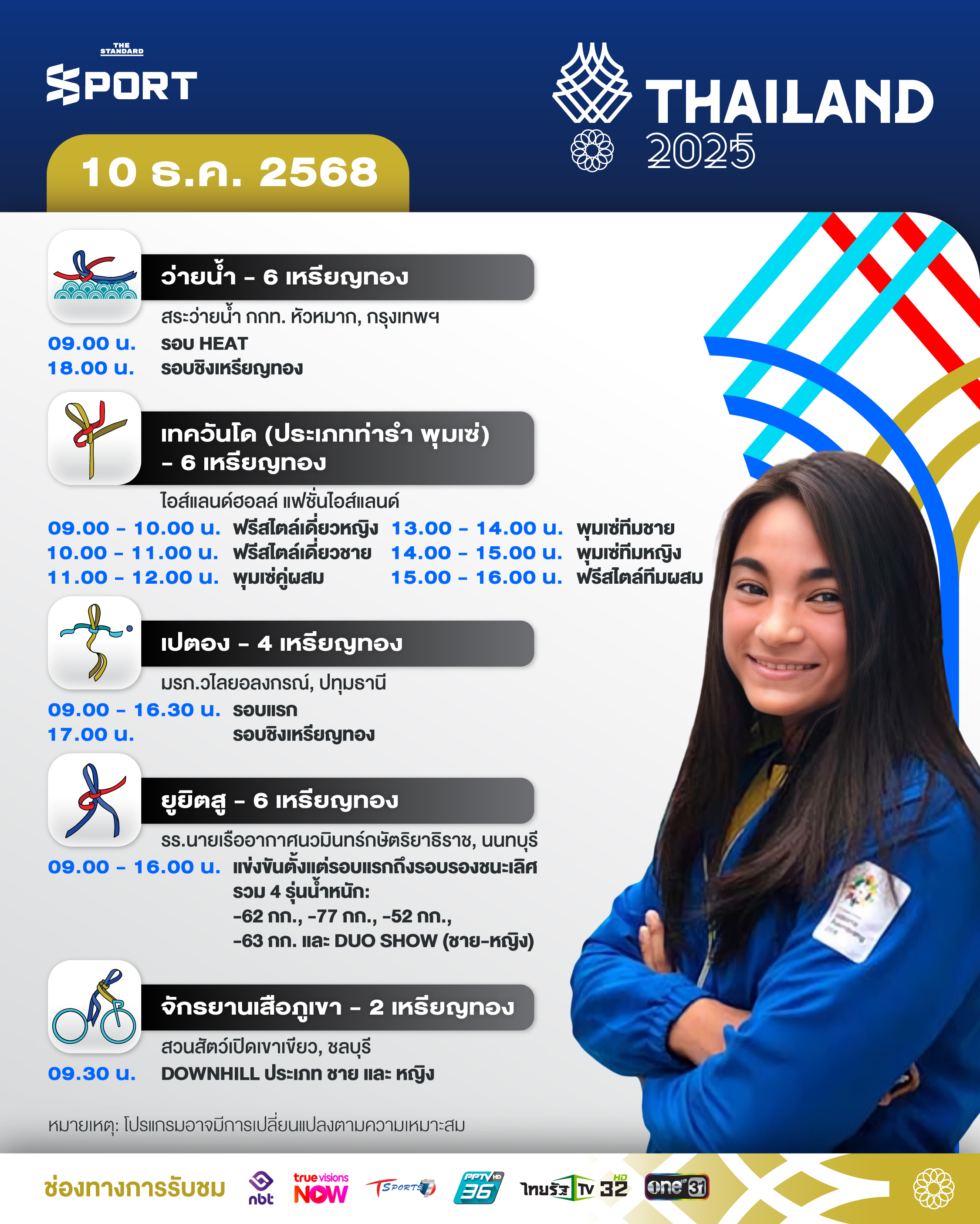 โปรแกรมการแข่งขันซีเกมส์ 2025 วันที่ 10 ธันวาคม 2025 1