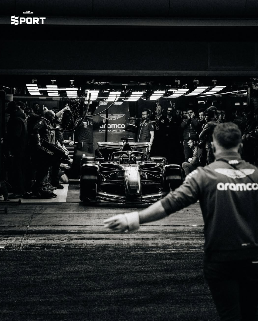 ภาพรถแข่ง Aston Martin AMR26 สีเขียว ลงสนามทดสอบ Shakedown ครั้งแรกที่บาร์เซโลนา มี แลนซ์ สโตรลล์ เป็นผู้ขับ 3