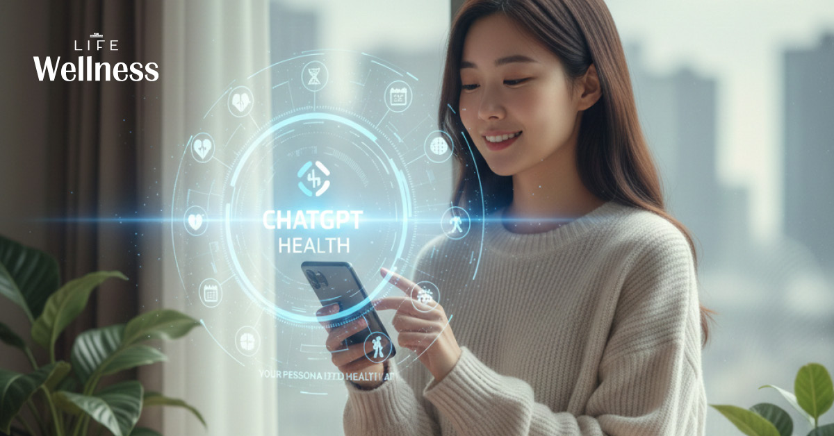 ChatGPT Health บนหน้าจอสมาร์ทโฟน แสดงบทบาท AI ผู้ช่วยด้านสุขภาพ