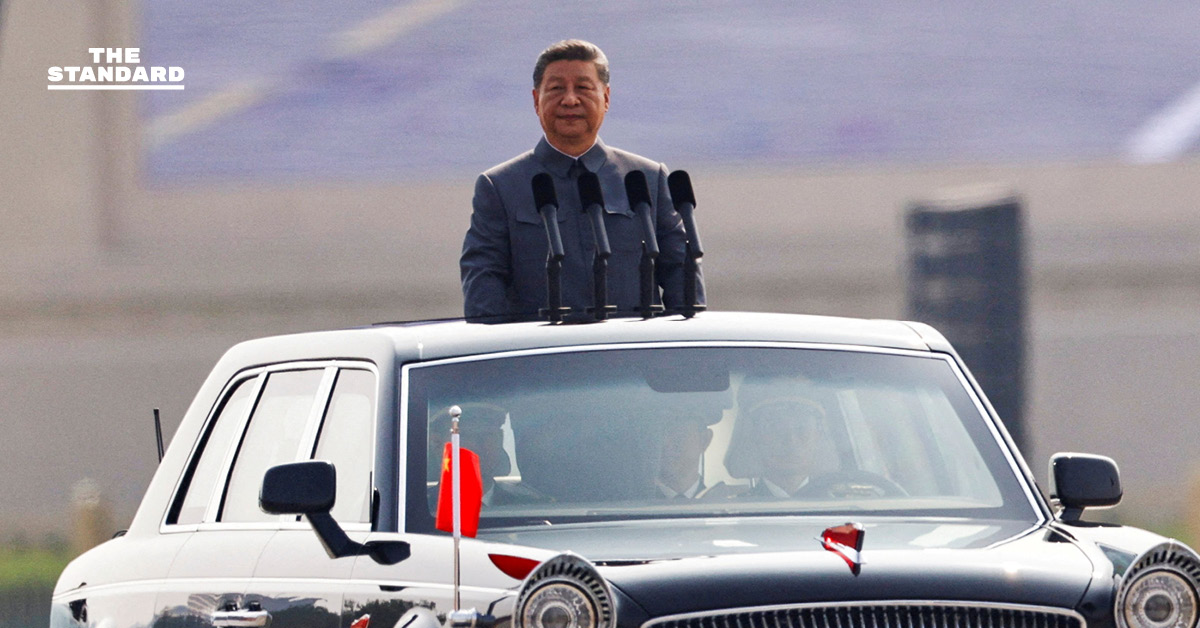 ประธานาธิบดี สีจิ้นผิง ของจีน ในพิธีตรวจแถวกองทัพ