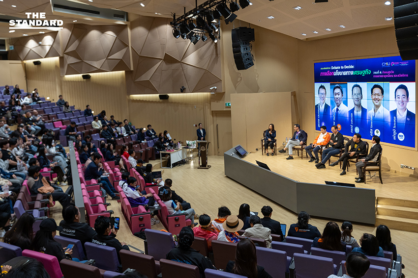 Based on the specific rule provided (add a space before proper nouns that follow a verb), there are no instances in this headline where a proper noun immediately follows a verb. * The verb จัด is followed by เวทีดีเบต (a common noun phrase). * The verb เปิด is followed by มุมมอง (a common noun). * มช. is a proper noun, but it precedes the verb จัด. * ‘ทางเลือกนโยบายเศรษฐกิจ’ is a proper noun (a title), but it follows เวทีดีเบต, not directly the verb จัด. Therefore, strictly applying the given rule, the headline remains unchanged: **เศรษฐศาสตร์ มช. จัดเวทีดีเบต ‘ทางเลือกนโยบายเศรษฐกิจ’ เปิดมุมมองพรรคต่อภาษี-สวัสดิการ** 8