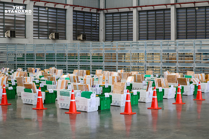 The headline already follows the Khaosod/Thairath spacing rule for this particular phrasing, as there are no proper nouns directly following a verb that would require an inserted space. สส. and 2569 are specific identifiers but are part of descriptive noun phrases (บัตรเลือกตั้ง สส., บัตรประชามติ 2569) rather than standalone proper nouns immediately following the verb ปล่อย. So, the reformat is: ปล่อยขบวนรถขนส่งบัตรเลือกตั้ง สส. และบัตรประชามติ 2569 6