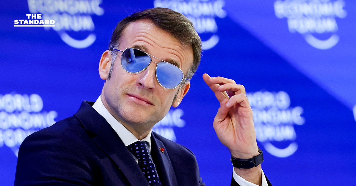 เอ็มมานูเอล มาครง ประธานาธิบดีฝรั่งเศส สวมแว่นกันแดด Henry Jullien ในการประชุม World Economic Forum 2026 ที่เมืองดาวอส